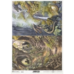 Papier ryżowy ITD A4 R2322 smoki, mroczne klimaty